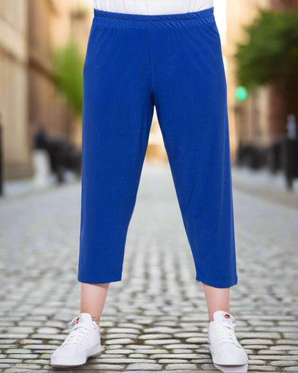 Γυναικεία Plus-Size Παντελόνια - Μπλε - Μέση Γάμπα - Casual- Άνοιξη-Καλοκαίρι