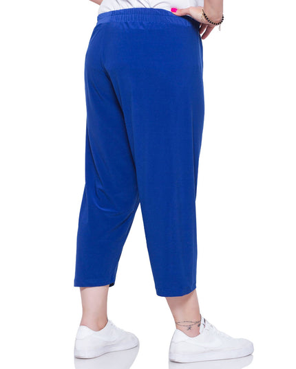 Γυναικεία Plus-Size Παντελόνια - Μπλε - Μέση Γάμπα - Casual- Άνοιξη-Καλοκαίρι