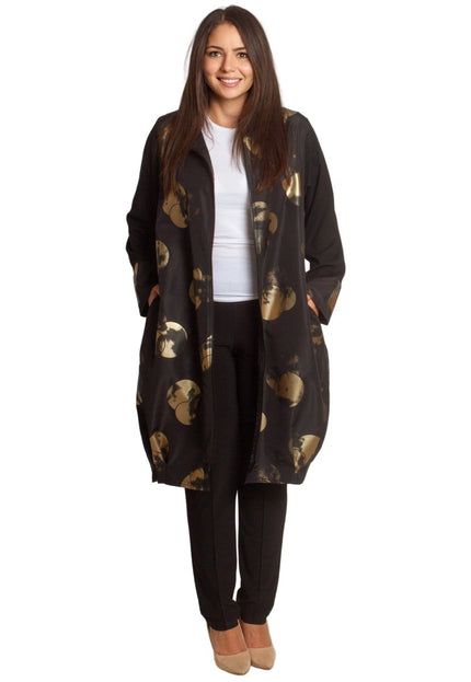 Дамски жакет в големи размери с ефектни златни кръгове - Maxi Market