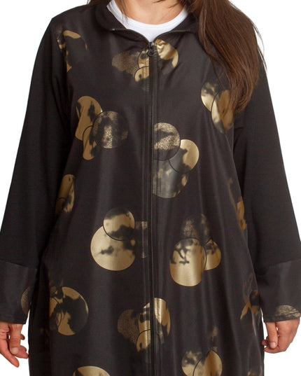 Дамски жакет в големи размери с ефектни златни кръгове - Maxi Market