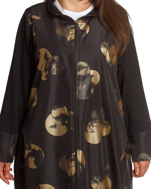 Дамски жакет в големи размери с ефектни златни кръгове - Maxi Market