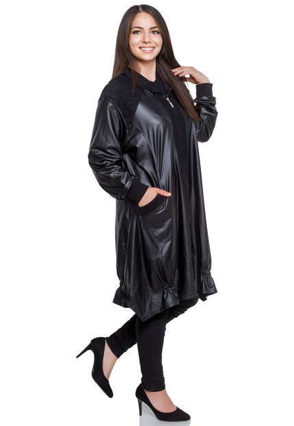 Κομψό Μαύρο Μπουφάν - Επίσημο - Φερμουάρ - Με Τσέπες - Φθινόπωρο-Χειμώνας