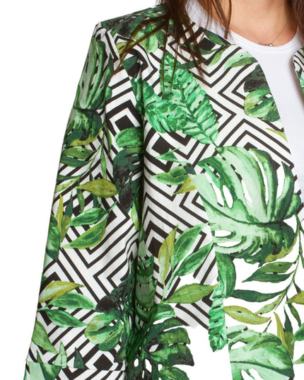 Дамско сако в големи размери с флорален принт и 3/4 ръкави - Maxi Market