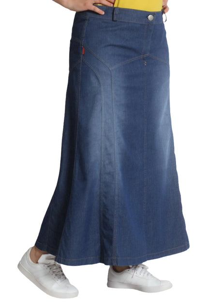 Μακριά τζιν φούστα - Ελαστικό ύφασμα - XL, 2XL, 4XL, 5XL, 6XL, 7XL - Άνοιξη-Καλοκαίρι
