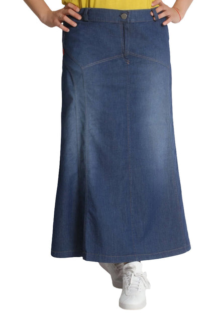 Μακριά τζιν φούστα - Ελαστικό ύφασμα - XL, 2XL, 4XL, 5XL, 6XL, 7XL - Άνοιξη-Καλοκαίρι
