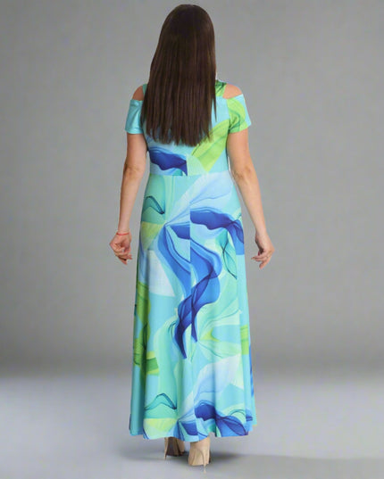 Дълга лятна рокля с отворени рамене - Стил и комфорт - 3XL, 4XL - Пролет - Лято - Maxi Market