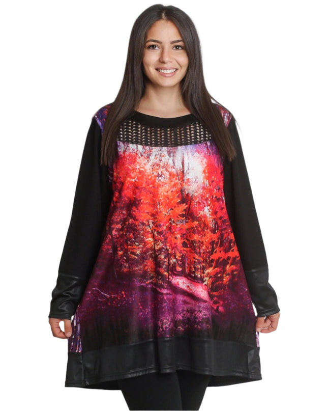 Εντυπωσιακή Τουνίκ με Φθινοπωρινά Μοτίβα - Δερματίνη