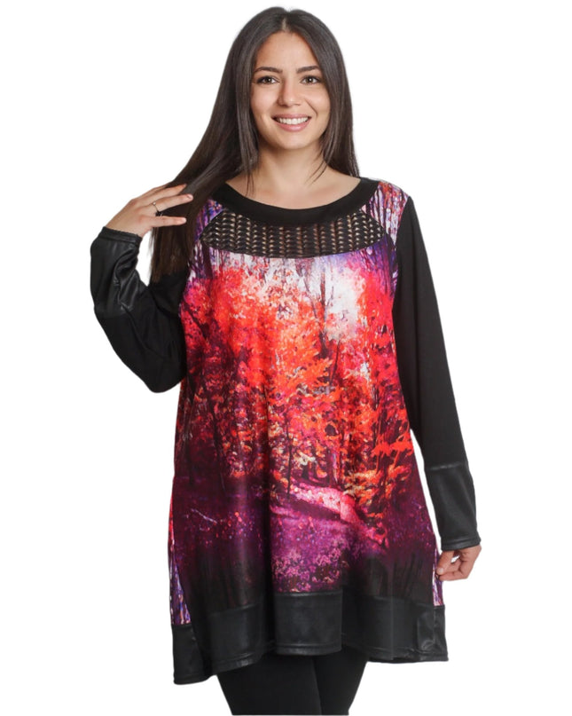 Εντυπωσιακή Τουνίκ με Φθινοπωρινά Μοτίβα - Δερματίνη