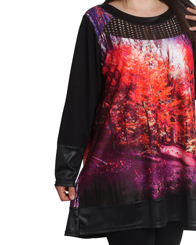 Εντυπωσιακή Τουνίκ με Φθινοπωρινά Μοτίβα - Δερματίνη