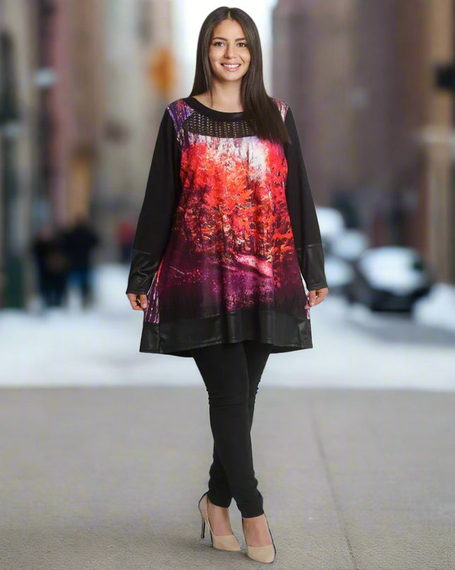 Εντυπωσιακή Τουνίκ με Φθινοπωρινά Μοτίβα - Δερματίνη