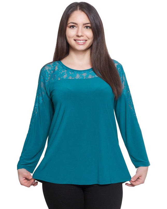 Κομψή Τουνίκ με δαντέλα σε χρώμα πετρελαίου- Φθινόπωρο-Χειμώνας