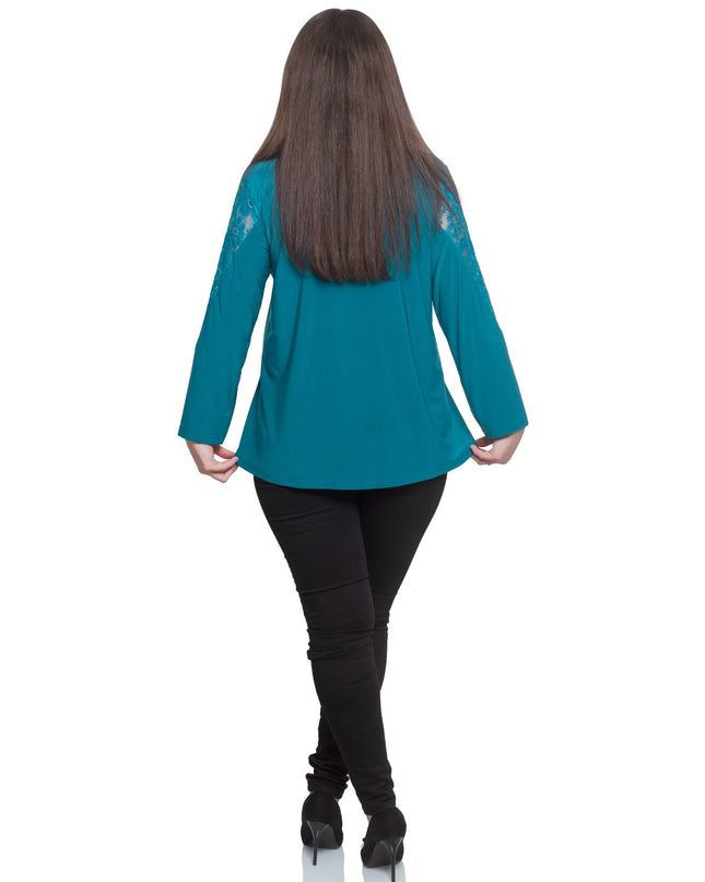 Κομψή Τουνίκ με δαντέλα σε χρώμα πετρελαίου- Φθινόπωρο-Χειμώνας