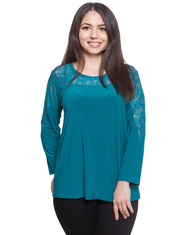 Κομψή Τουνίκ με δαντέλα σε χρώμα πετρελαίου- Φθινόπωρο-Χειμώνας