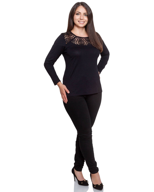 Μαύρη Δαντελένια Μπλούζα - Επίσημη Εμφάνιση - Φθινόπωρο-Χειμώνας