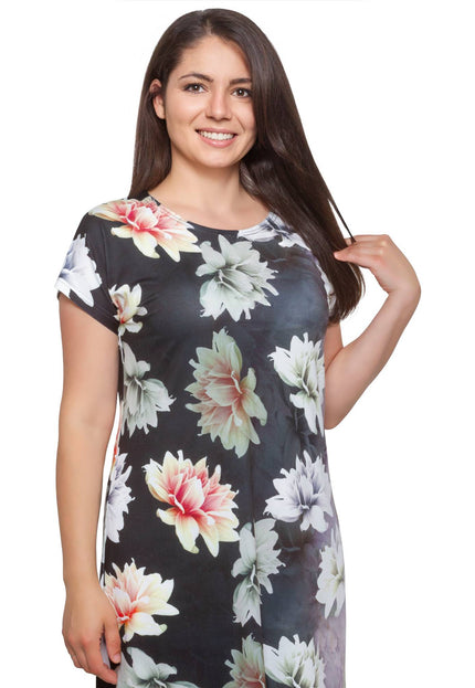 Κομψό φλοράλ φόρεμα - XL, 2XL, 3XL, 4XL - Άνοιξη-Καλοκαίρι
