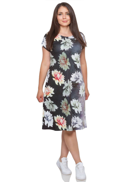 Κομψό φλοράλ φόρεμα - XL, 2XL, 3XL, 4XL - Άνοιξη-Καλοκαίρι