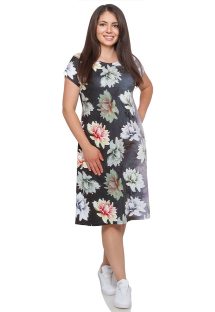 Κομψό φλοράλ φόρεμα - XL, 2XL, 3XL, 4XL - Άνοιξη-Καλοκαίρι