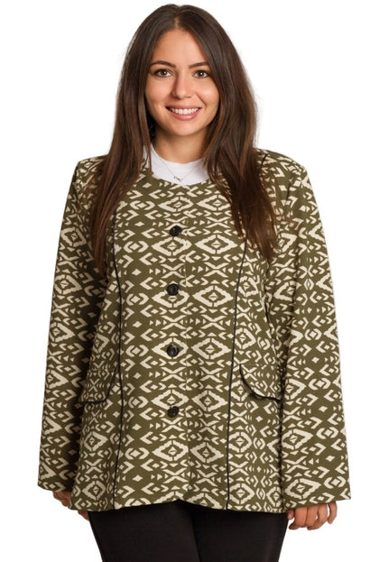 Елегантно сако с геометричен десен в зелен цвят - Maxi Market