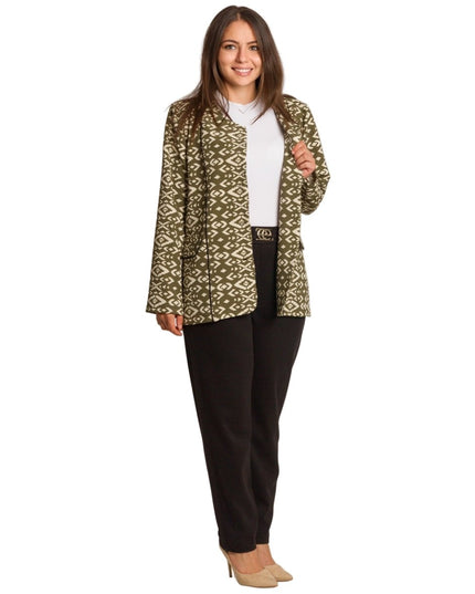 Елегантно сако с геометричен десен в зелен цвят - Maxi Market