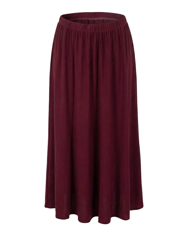 Επίσημη μπορντό εβαζέ φούστα σε μεγάλα μεγέθη, φωτογραφημένη σε λευκό φόντο.