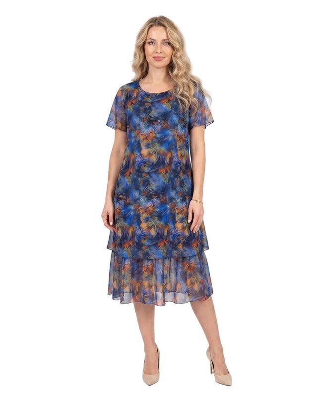 Επίσημο εβαζέ μάξι φόρεμα μεγάλα μεγέθη από πολύχρωμο σιφόν