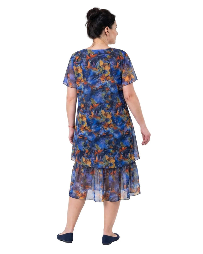 Επίσημο εβαζέ μάξι φόρεμα μεγάλα μεγέθη από πολύχρωμο σιφόν