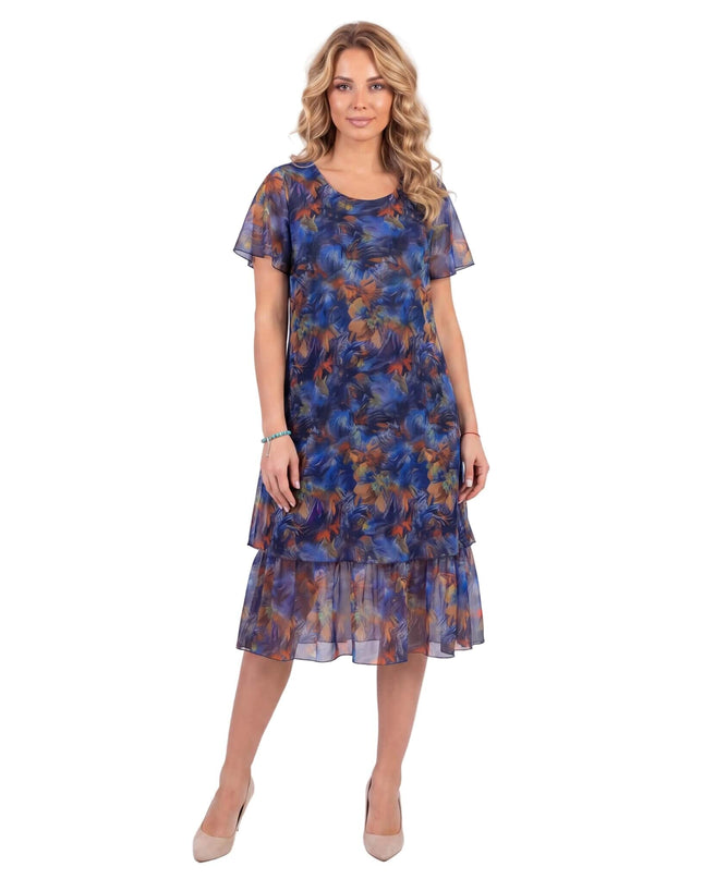 Επίσημο εβαζέ μάξι φόρεμα μεγάλα μεγέθη από πολύχρωμο σιφόν