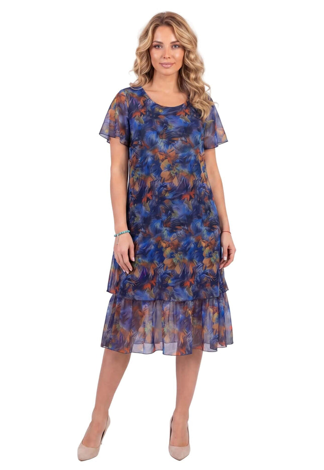 Επίσημο εβαζέ μάξι φόρεμα μεγάλα μεγέθη από πολύχρωμο σιφόν