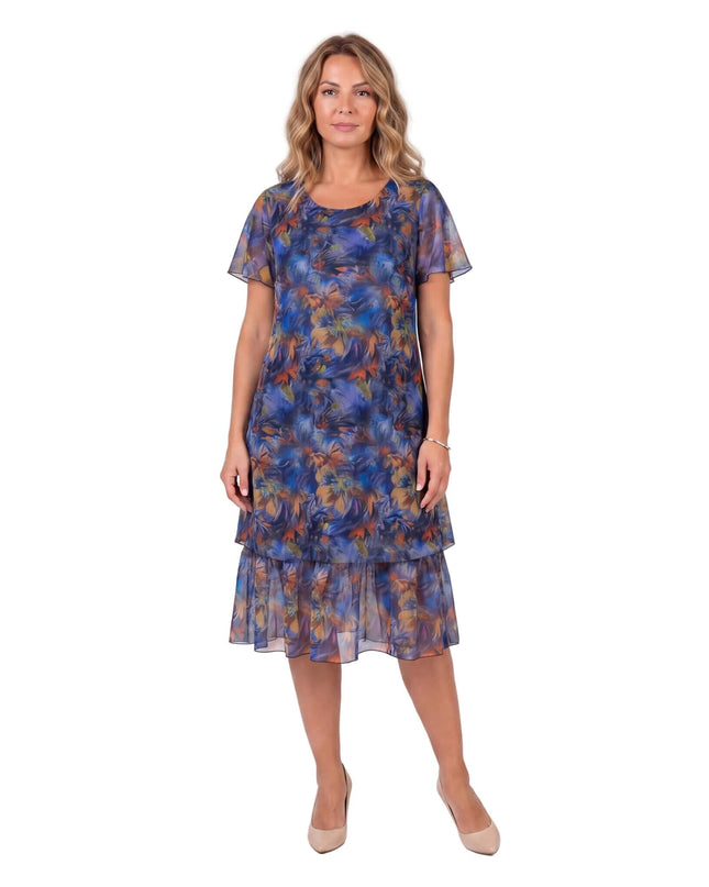 Επίσημο εβαζέ μάξι φόρεμα μεγάλα μεγέθη από πολύχρωμο σιφόν