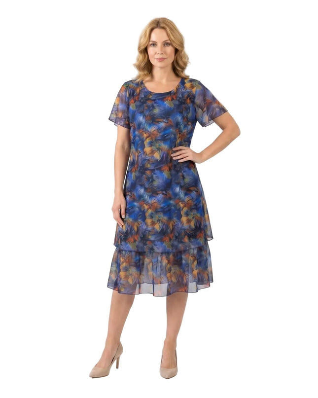 Επίσημο εβαζέ μάξι φόρεμα μεγάλα μεγέθη από πολύχρωμο σιφόν