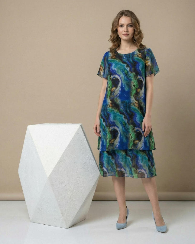 Επίσημο σιφόν φόρεμα σε ντεγκραντέ αποχρώσεις μεγάλα μεγέθη