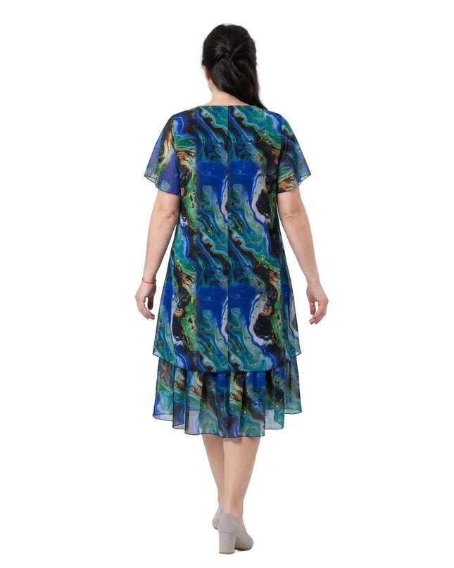 Επίσημο σιφόν φόρεμα σε ντεγκραντέ αποχρώσεις μεγάλα μεγέθη