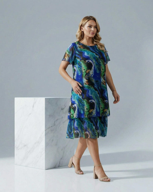 Επίσημο σιφόν φόρεμα σε ντεγκραντέ αποχρώσεις μεγάλα μεγέθη