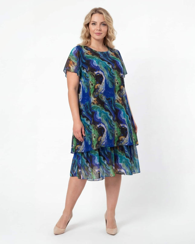 Επίσημο σιφόν φόρεμα σε ντεγκραντέ αποχρώσεις μεγάλα μεγέθη