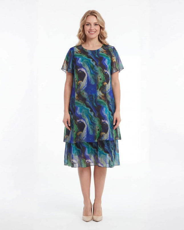 Επίσημο σιφόν φόρεμα σε ντεγκραντέ αποχρώσεις μεγάλα μεγέθη