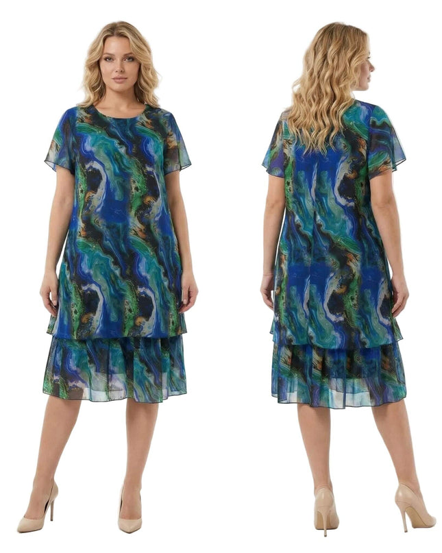 Επίσημο σιφόν φόρεμα σε ντεγκραντέ αποχρώσεις μεγάλα μεγέθη