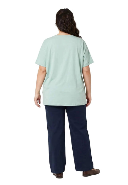 Γυναικεία καλοκαιρινή plus size τουνίκ πράσινη με φλοράλ απλικέ