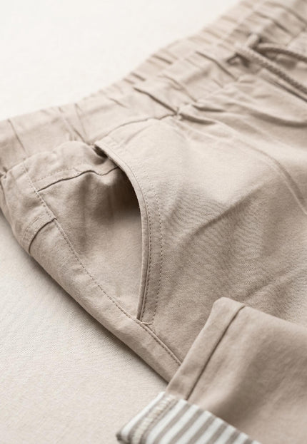 Γυναικείο ελαστικό παντελόνι μεγάλα μεγέθη σε μπεζ χρώμα