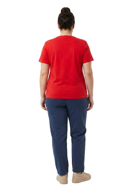 Γυναικείο κόκκινο βαμβακερό t-shirt σε μεγάλα μεγέθη