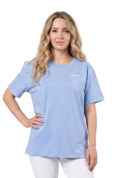 Καθημερινό γυναικείο t-shirt μεγάλα μεγέθη σε ανοιχτό μπλε
