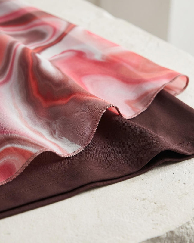 Καφέ επίσημο εβαζέ maxi φόρεμα με σιφόν σε μεγάλα μεγέθη