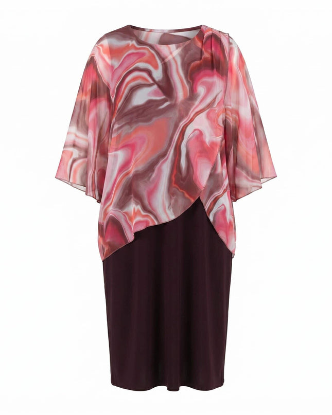 Καφέ επίσημο εβαζέ maxi φόρεμα με σιφόν σε μεγάλα μεγέθη