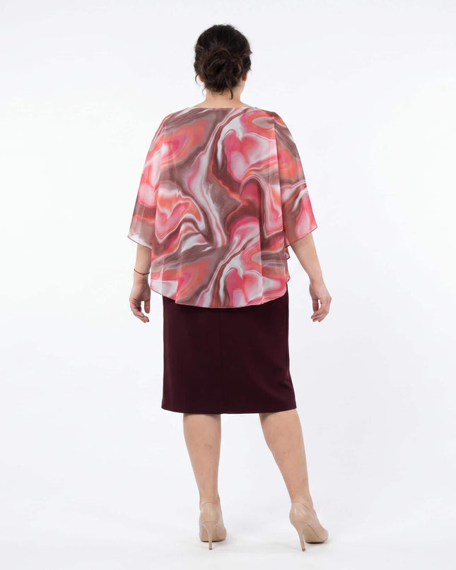 Καφέ επίσημο εβαζέ maxi φόρεμα με σιφόν σε μεγάλα μεγέθη