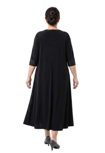 Κομψό μαύρο μάξι επίσημο φόρεμα μεγάλα μεγέθη με δίχτυ