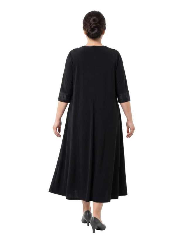 Κομψό μαύρο μάξι επίσημο φόρεμα μεγάλα μεγέθη με δίχτυ