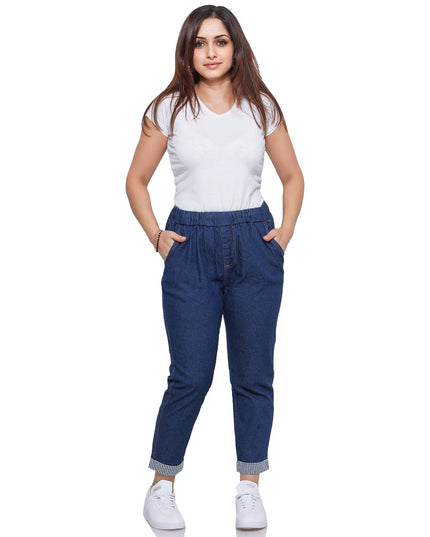 Τζιν Σκούρο Μπλε -Μήκος Αστράγαλο-Λαστιχο στη μεση- Με Τσέπες - Άνοιξη-Καλοκαίρι