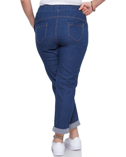 Τζιν Σκούρο Μπλε -Μήκος Αστράγαλο-Λαστιχο στη μεση- Με Τσέπες - Άνοιξη-Καλοκαίρι