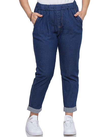 Τζιν Σκούρο Μπλε -Μήκος Αστράγαλο-Λαστιχο στη μεση- Με Τσέπες - Άνοιξη-Καλοκαίρι