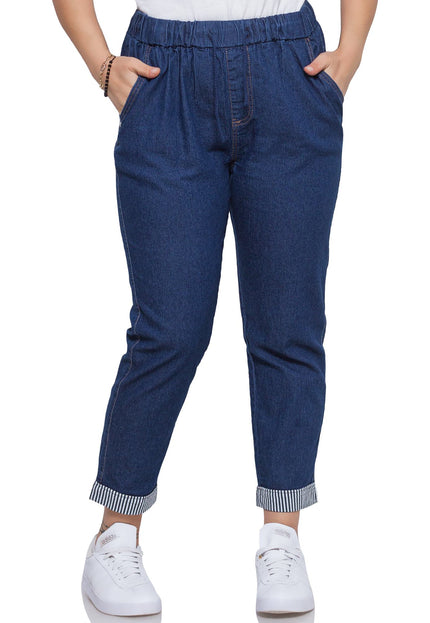 Τζιν Σκούρο Μπλε -Μήκος Αστράγαλο-Λαστιχο στη μεση- Με Τσέπες - Άνοιξη-Καλοκαίρι