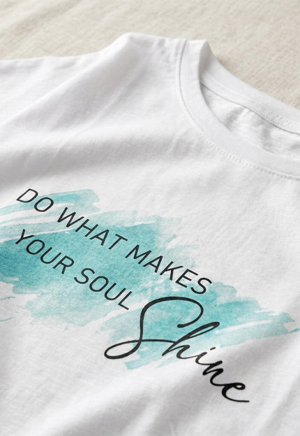 Λευκό βαμβακερό t-shirt plus size με στάμπα